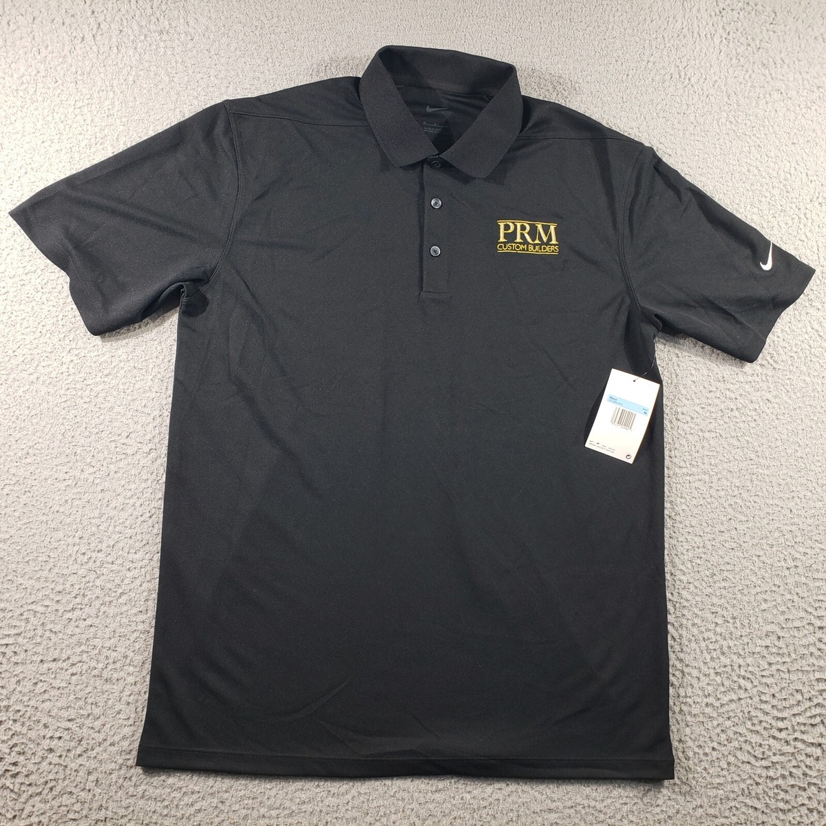 Nike Shirt Men's Medium Black Golf Polo Short Sleeve Custom Builders  Stretch New