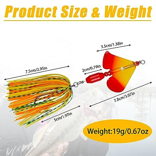 Spinnerbait Fishing Lures Kit, 6pcs Bass Fishing Buzzbait Lures Hard B-6pcs - Image 2