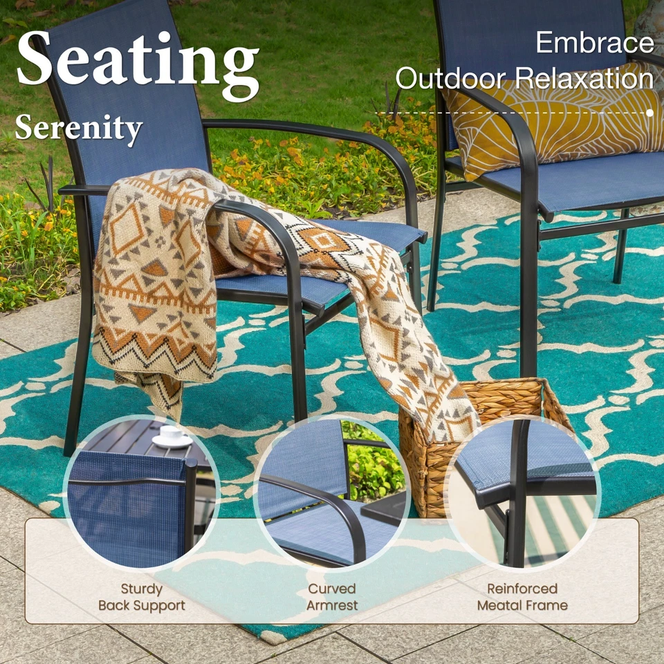 Conjunto de 6 poltronas de metal para área externa com encosto alto para jardim de quintal - Imagem 4 de 4