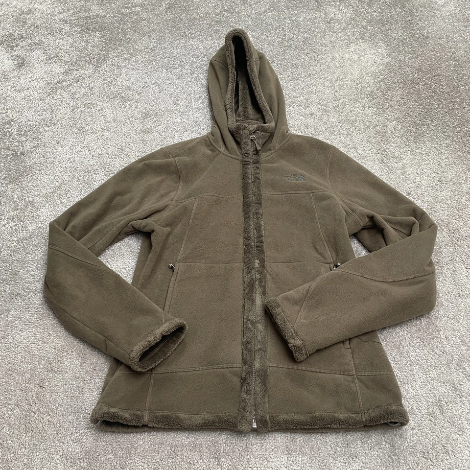 Jaqueta com capuz feminina The North Face AMZY de pelúcia macia lã marrom pequena externa
