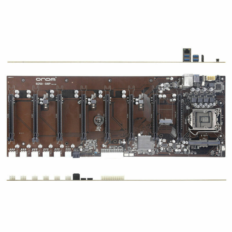 Onda B250 BTC D8P-D3 Motherboard for ETH ZEC ETC XMR Miner 8 PCI-E 3.0 LGA1151