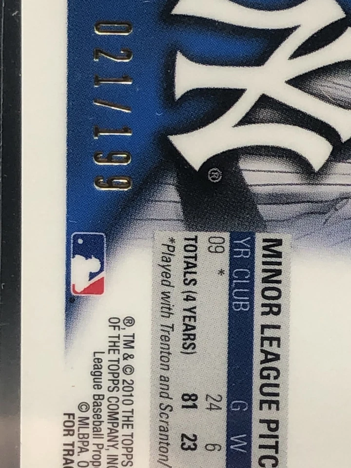 2010 Topps Chrome Ivan Nova Blue Refractor Rookie Card #214 Serial/199 BGS 7 NMT - Image 3 of 3