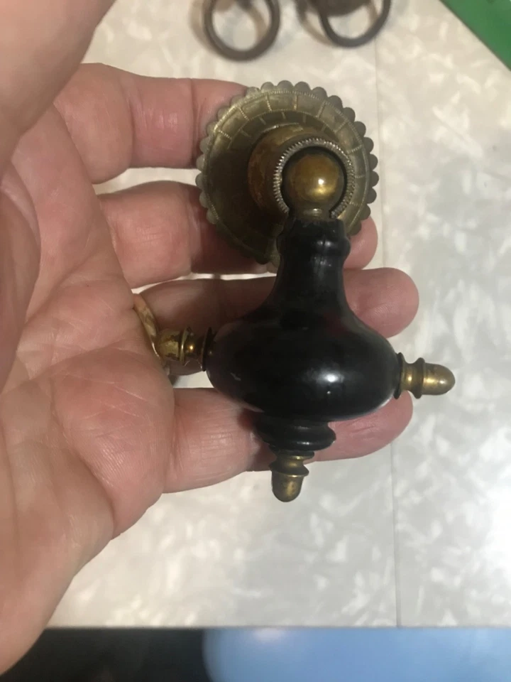 RARO TIRÓN VICTORIANO ANTIGUO LÁGRIMA NEGRO EBONIZADO PRECIO POR TIRÓN HERMOSO Foto 2 de 4