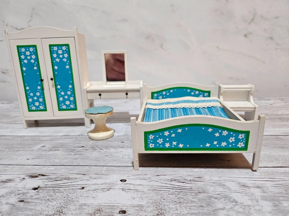 Dormitorio casa de muñecas Lundby Blue Heaven vintage Foto 3 de 4