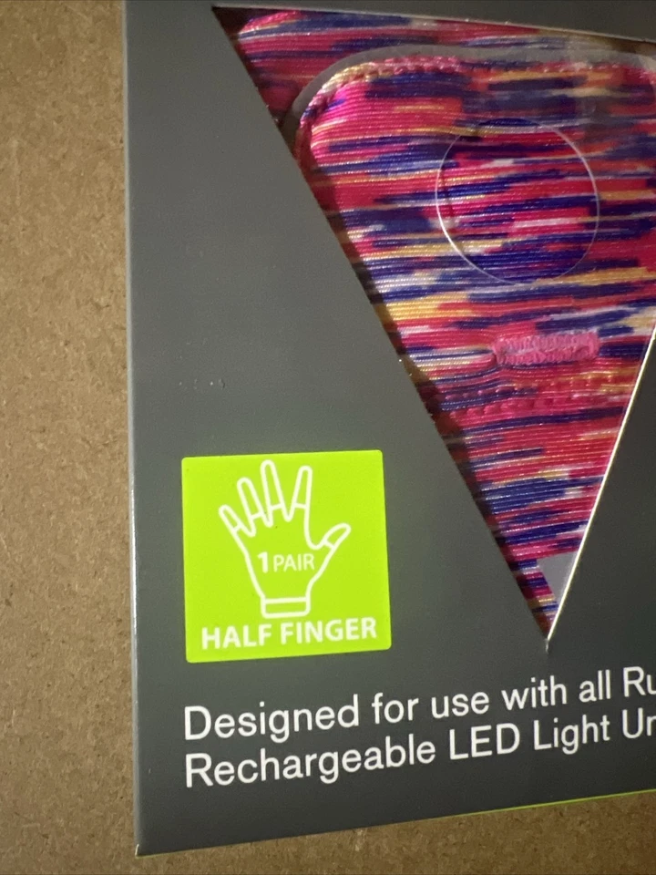 Guante RunLites Rosa Manchas Medio Dedo para Correr Talla Mediana Con Luces Foto 2 de 4