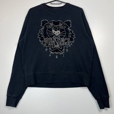 Kenzo Paris Tiger Embroidered Sweatshirt Black Crewneck Mens Size S