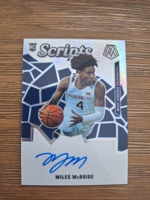 2021 Panini Chronicles Miles McBride Mosaic Scripts AUTO RC Blue Prizm /99 WVU