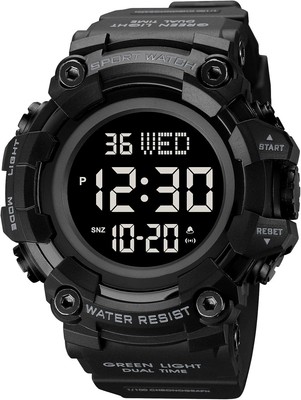 FANMIS Men's Digital 50M Waterproof Electronic Sport Watch Rubber A Black 