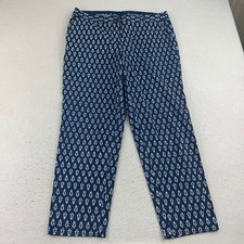 Talbots Pants Womans 14 Blue Floral Flat Front The Weekend Chino Lightweight