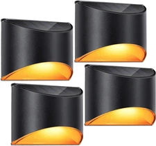 Solar Step Lights Outdoor Deck Fence Stair Warm Light Sun Powered Led Illuminate