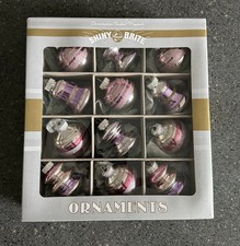 Christopher Radko Shiny Brite 12 Pink /Purple/Silver Ornaments-Pinkmas Theme-NIB