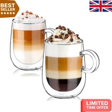 Luxury 350ml Double-Walled Drinking Glasses for Coffee, Tea & Desserts - 2 Count