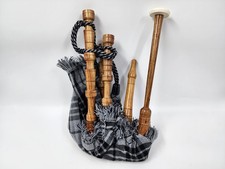 Traditional Grey Highland bagpipe set with reeds, cover and smooth Finish