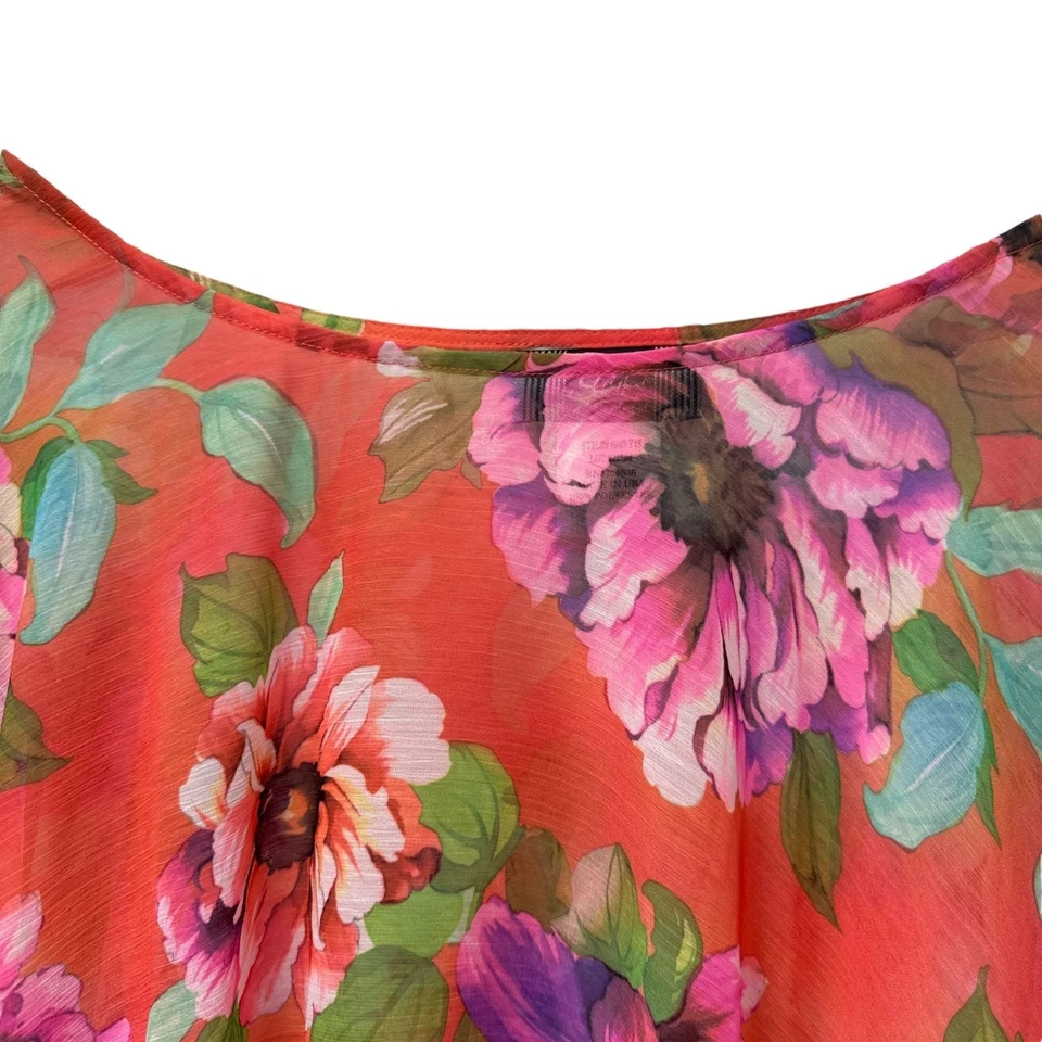 Poncho Floral Talla Grande 3X Coral Gasa de Slinky Brand Foto 3 de 4