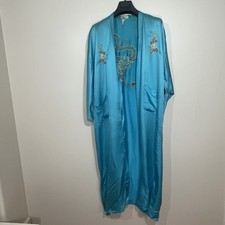 Golden Dragon Robe Large 100 Silk Dragon Hand Embroidered No belt Blue Turquois