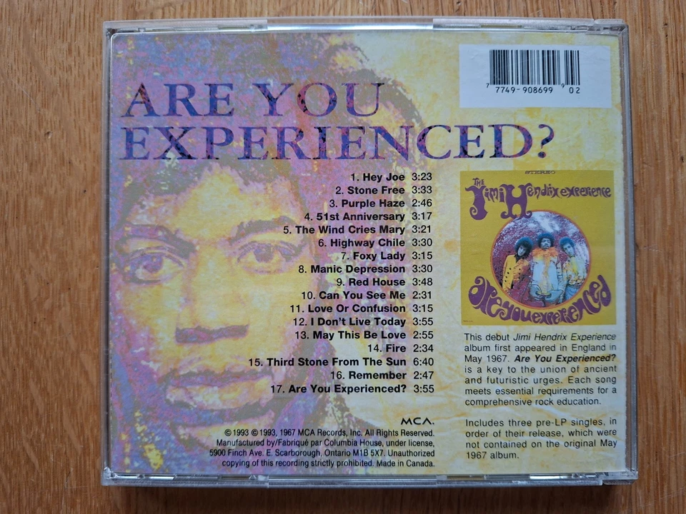 The Jimi Hendrix Experience – Are You Experienced? CD CMCAD 10893 Kanada Canada - Bild 3 von 4