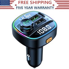 Bluetooth 5.0 Car Wireless FM Transmitter Adapter USB PD Charger AUX Hands-Free