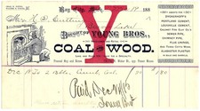 Receipt from Young Bros. Coal & Wood Dec 19, 1885