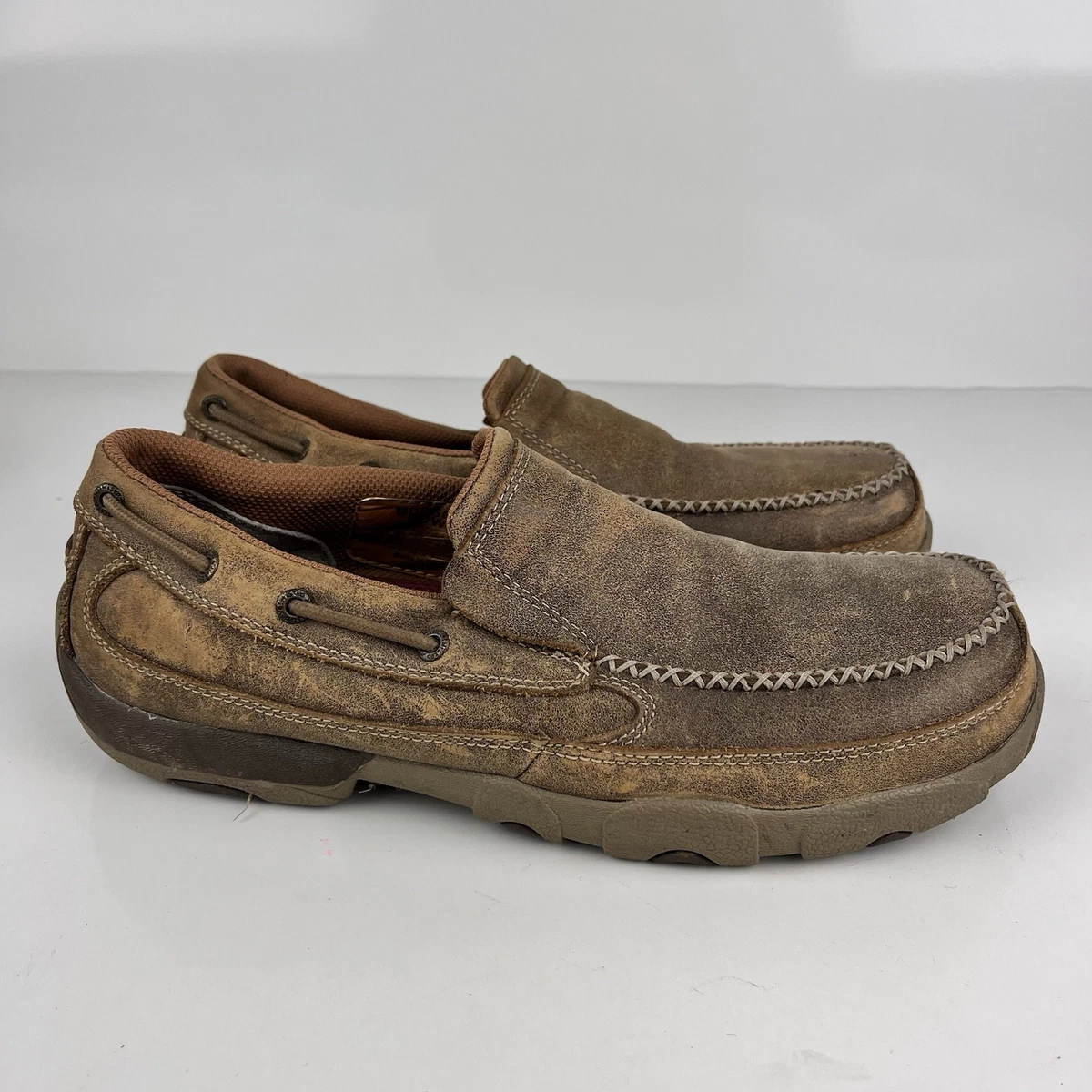 Twisted X Composite Toe Slip On Loafers Men Brown Weathered Leather Driving 10M Men main image 3