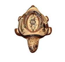 Tonala Turtle Tortoise Ashtray Mexican Pottery Folk Art Hand Painted
