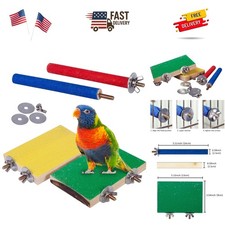 Eco-Friendly Bird Perch Stands: 4 Durable Wooden Toys for Cage Decoration