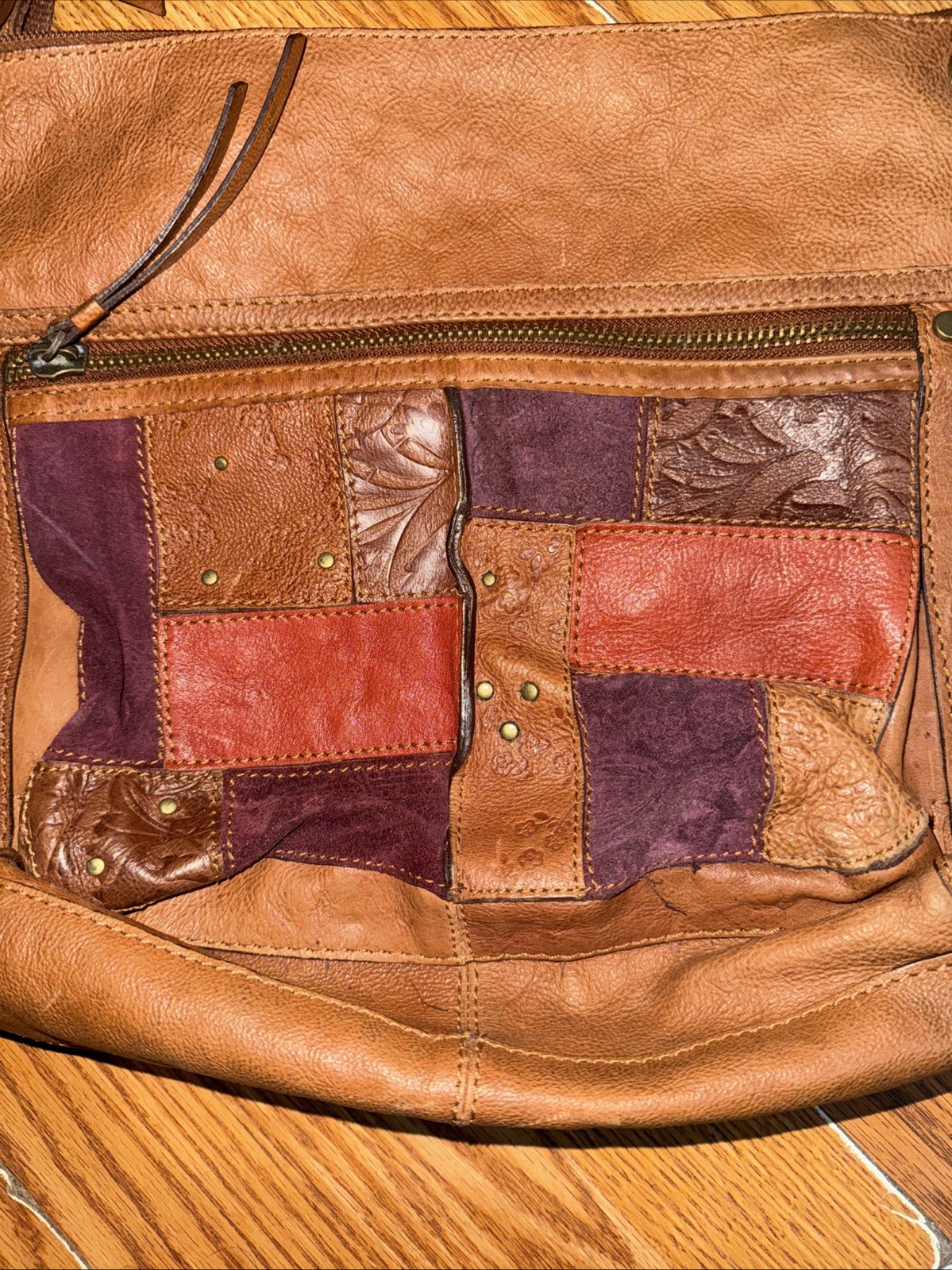 Fossil brown Leather/Suede Patchwork Crossbody Bag - image 2