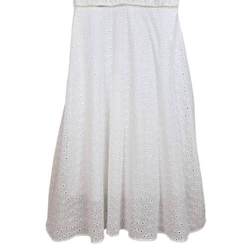 Francescas Blue Rain Eyelet Lace Dress L White Mid Flutter Coquette Cottagecore - Picture 8 of 15