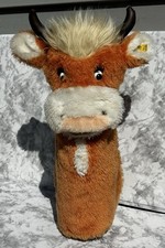 Steiff -Germany 18" Horned Cow Hand  Forearm Plush Puppet 6483/50 Ear Button