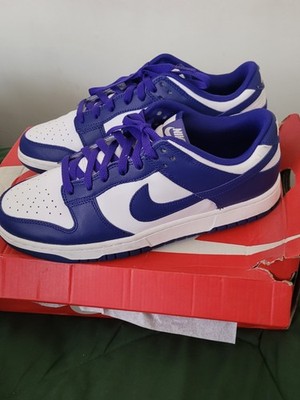 Nike Dunk Low White Blue Leather Colorblock Basketball Sneakers Men's