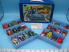 1980's Tara Toys 24 Car Case 20150 Blue w/Both Trays FULL of Hot Wheels CARS