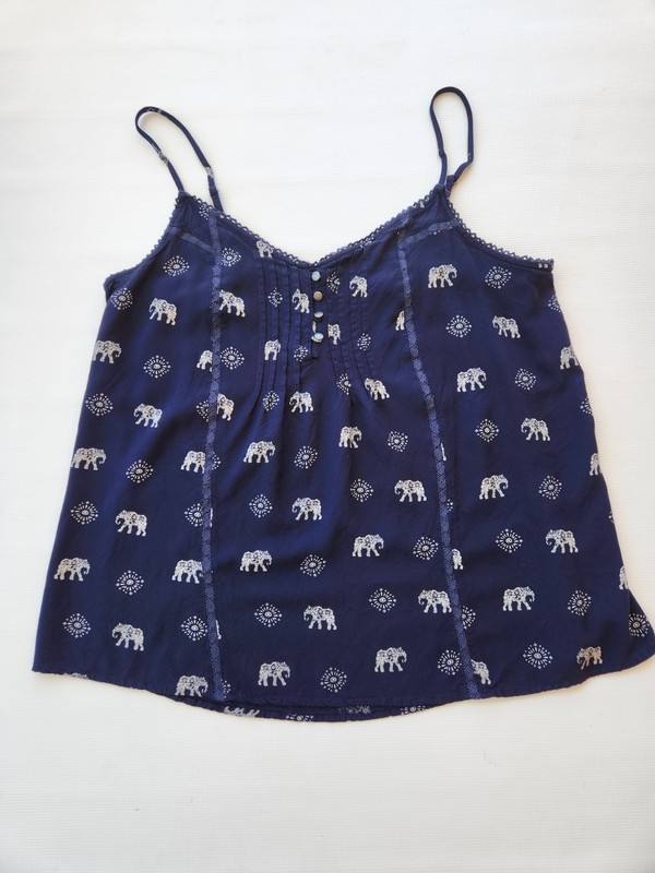 Sonoma Goods for Life, Large Rayon Navy Blue Top, Sleeveless,  Elephant Print