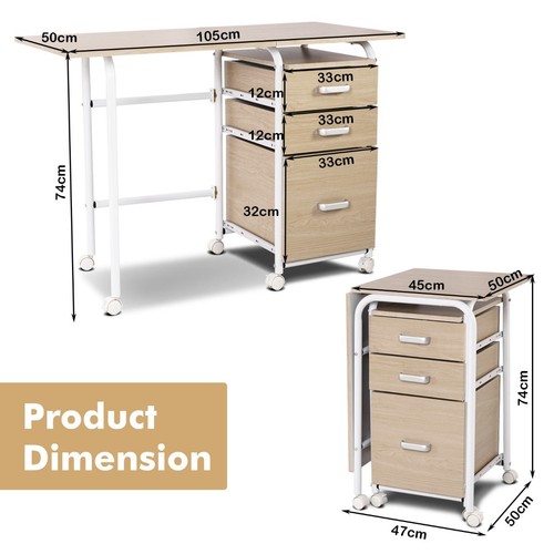Rolling Computer Desk with Drawers and Wheels for Home/Office Use - Picture 1 of 10