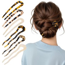 6 Pcs French Hair Pin Tortoise Shell French Twist Hair Pin U Shaped Acetate 2...