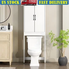 Over-The-Toilet Storage Cabinet Space Saver W/ Two Doors & Shelves Bathroom New