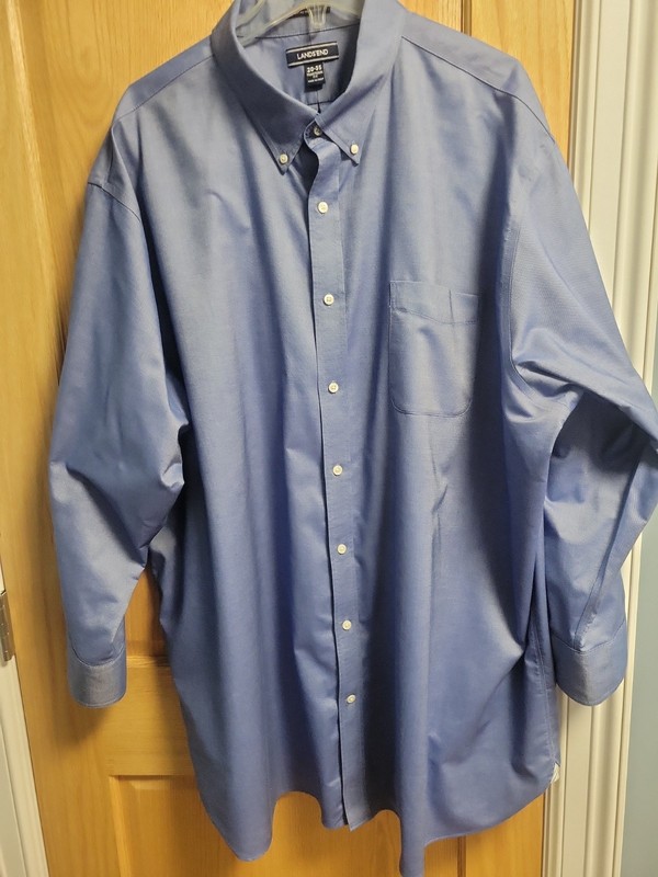 Blig Mens Blue Oxford Buttoned Shirt By Lands End Size 20 35 Traditional Fit