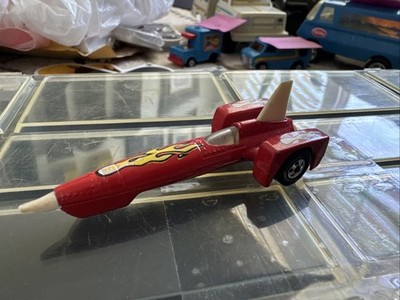 Hot Wheels Land Speed Vintage Red Jet Rocket Car Yellow Flames
