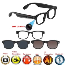 AI glasses with 8MP camera and bluetooth and video recording