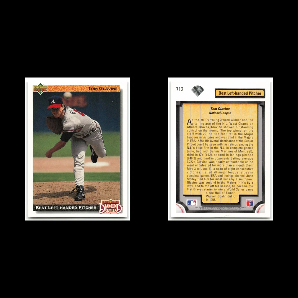 Tom Glavine #713 1992 Upper Deck Atlanta Braves Baseball Card MLB NM - Image 3 of 3