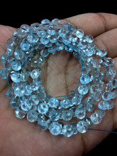 Natural Blue Topaz Faceted Teardrop Beads 5mm Onion Shape Briolettes Topaz Beads