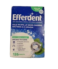Efferdent Retainer & Denture Cleaner Cleaner Dental Minty Fresh Clean 126 Count