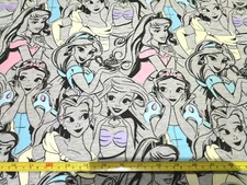 Disney Princess Cotton Jersey Fabric 50x80cm or Metre Brand New