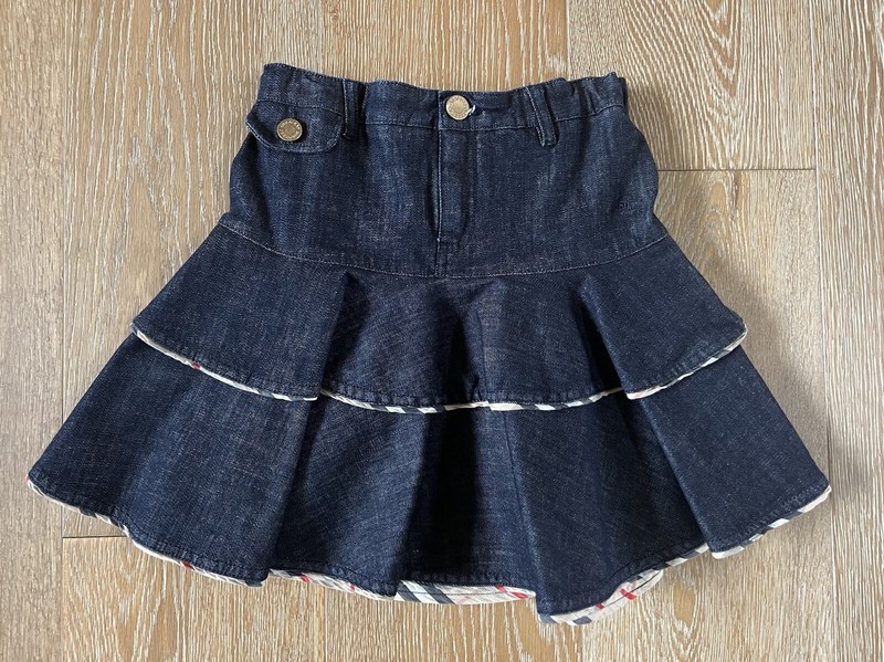 Burberry Girls Denim Ruffle Skirt Size 10 EUC