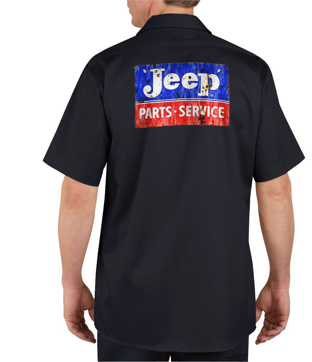 ◆JEEP◆ 190g MLogo Graphic Short Sleeve Tee Jeep Parts And Service - Mechanics Graphic Work Shirt Short
