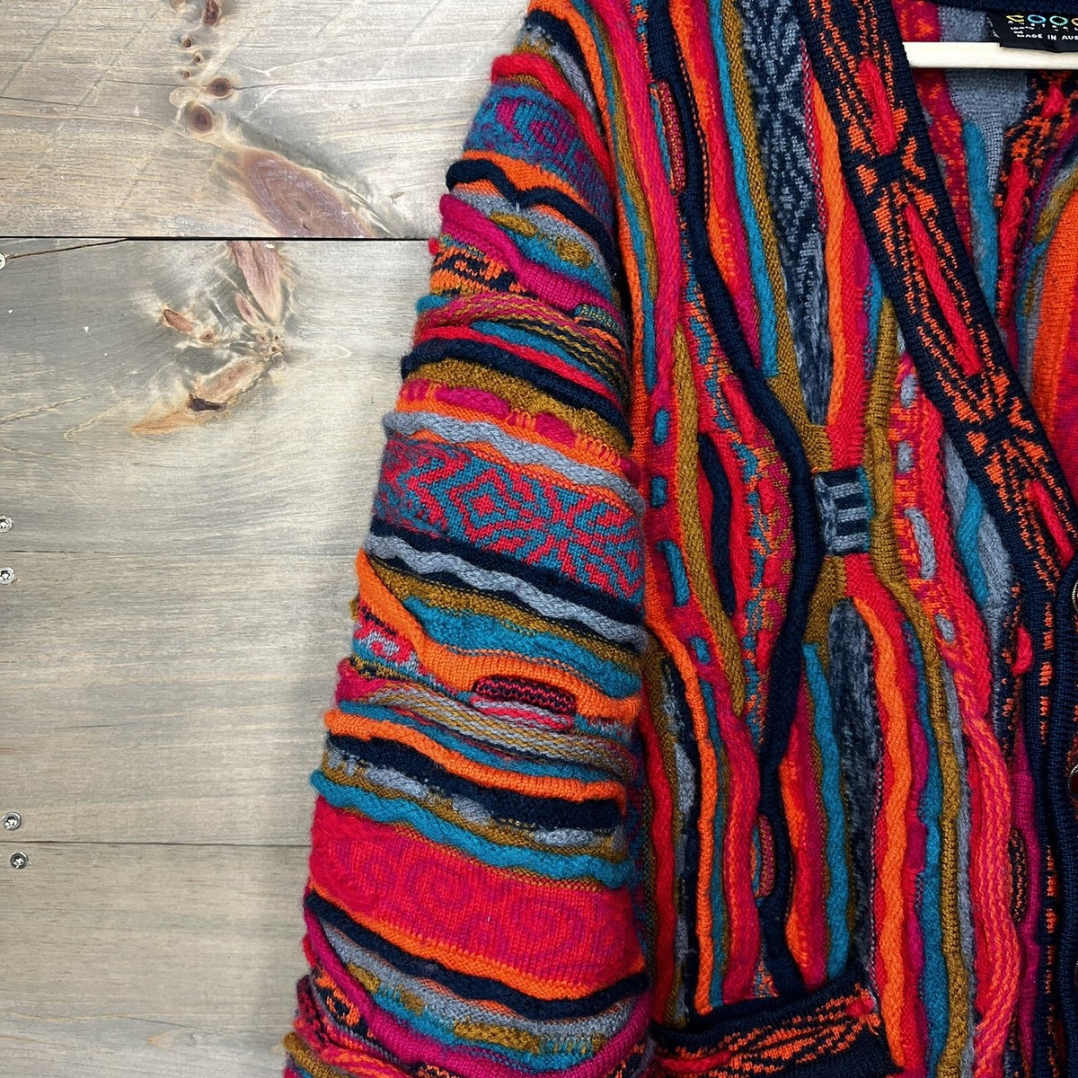 Vintage Coogi Australia Cardigan Sweater Pure Wool 3D Knit
