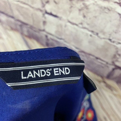 Lands End Top Girls Size XL Blue Floral Embroidered Cotton 3/4 Sleeve - Picture 12 of 12
