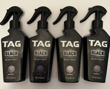 Lot of 4 TAG BLACK Body Mist Fine Fragrance 8fl oz Long Lasting Scent