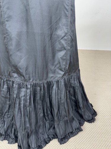 Antique Victorian 1890s Black Mourning Silk Ruffle Micro Pleated Skirt AS IS - Picture 4 of 14