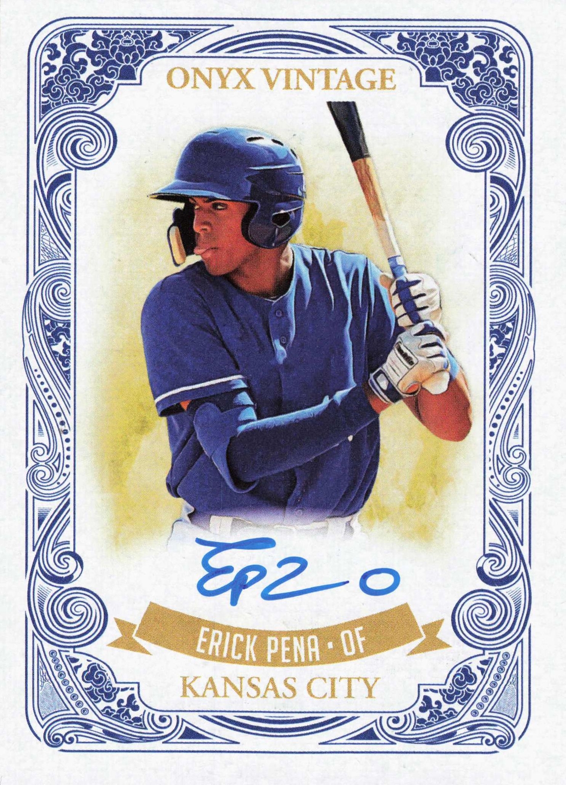 2021 Onyx Vintage #VAEP Erick Pena Autographs Blue Ink Auto Royals RC