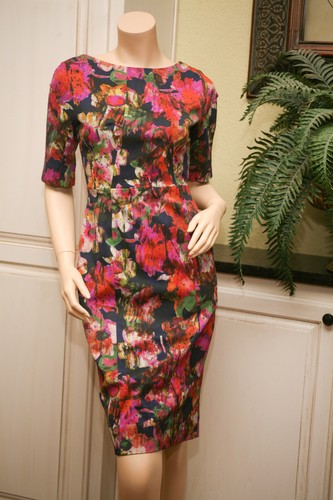 ERDEM Melanie Scoop Back Ystad Floral 3/4 Sleeve Pencil DRESS UK 10 US 6 NWOT - Picture 3 of 12