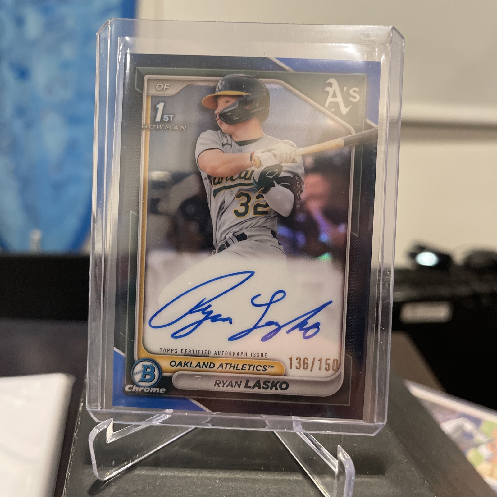 2024 Bowman Chrome Ryan Lasko Blue Lunar Refractor Auto /150 1st Bowman Oakland